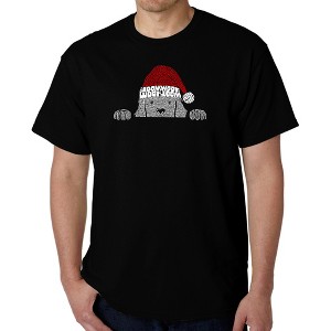 LA Pop Art Christmas Peeking Dog - Men's Word Art T-Shirt - 1 of 4