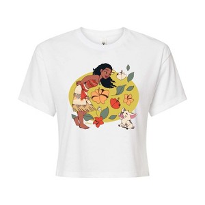 Women's - Disney Princess - Moana And Pua Cropped Graphic T-Shirt - 1 of 4