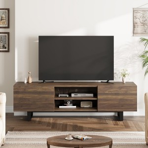 Modern TV Stand for 65/75/80 Inch TV, Black 70" Entertainment Center with 2 Drawers & Open Shelves - 1 of 4
