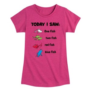 Girls' - Dr. Seuss - Today Saw One Fish Fitted Short Sleeve Graphic T-Shirt - 1 of 4