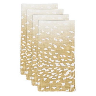 Earthy Beige Floral Print Iron Napkin Set of 4