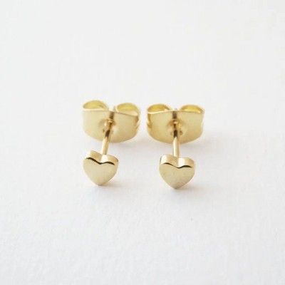 Mini Heart Stud Earrings in Gold, Rose Gold, Silver - Honeycat