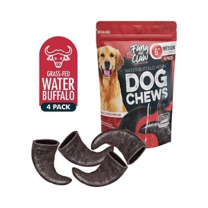 Fang & Claw – Water Buffalo Horn Dog Chew – 4 Pack – Medium – All-Natural Long-Lasting Chews for Dogs - 1 of 4