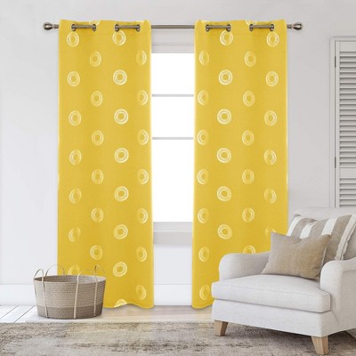 Deconovo Concentric Circles Room Darkening Curtains, 2 Panels