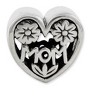 Black Bow Jewelry Sterling Silver Floral MOM Heart Bead Charm - 2 of 4
