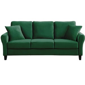NicBex 3 Seater Sofa Couch with 2 Pillows & Armrest Mid-Century Comfy Velvet Couch with Plastic Legs for Living Room - 1 of 4