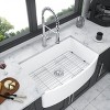 White Farmhouse Sink - 33 inch White Kitchen Sink Ceramic Arch Edge Apron Front Single Bowl Farm Kitchen Sinks - 3 of 4
