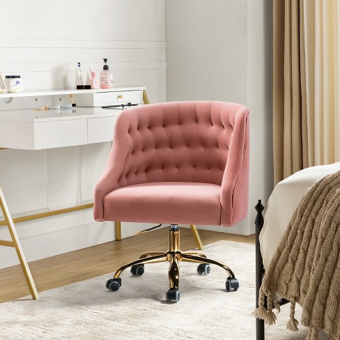 Alex Velvet Task Home office Desk Chair Tufted Padded Adjustable Swivel |  Karat Home - Pink