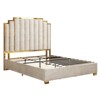AMERLIFE Upholstered Bed, Modern Velvet Bed Frame with 61.4" Tall Gold Trim Headboard - 3 of 4