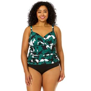 Swimsuits For All Women's Plus Size Bandeau Blouson Tankini Top, 20 - Coral  Leaves : Target