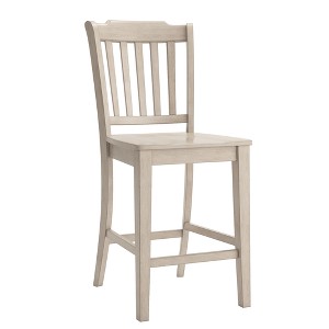 South Hill Slat Back 24 in. Counter Chair (Set of 2) - Antique White - Inspire Q