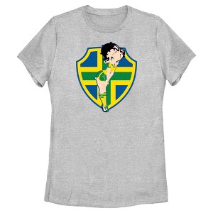 Women's Betty Boop Brazil Soccer Badge T-Shirt - 1 of 4