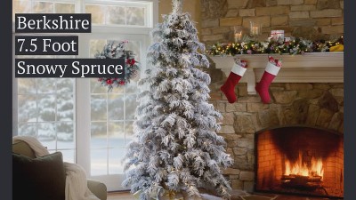 7.5 Ft Pre-Lit Snowy Spruce Artificial Christmas Tree with Warm White Lights