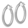Black Bow Jewelry 3mm Textured Sterling Silver Round Hoop Earrings, 25mm (1 in) - 2 of 4