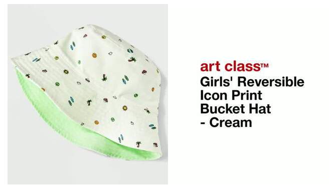 Girls&#39; Reversible Icon Print Bucket Hat - art class&#8482; Cream, 2 of 6, play video