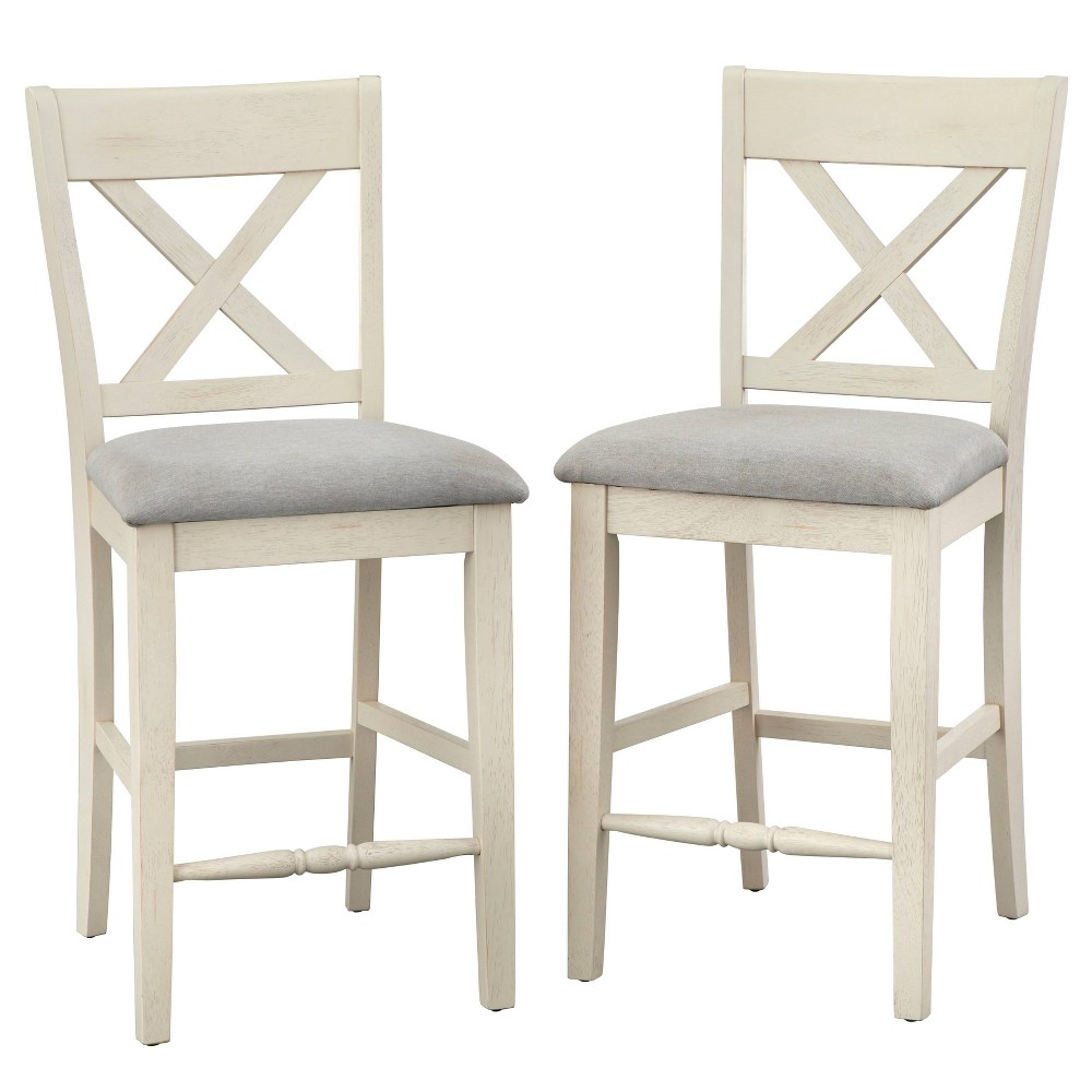 Photos - Chair Set of 2 24" Montreal Cross Back Barstools White - Lifestorey