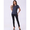 INSPIRE CHIC Women's Polka Dots Print V Neck Short Sleeve Elegant Work Office Tops - 3 of 4