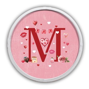 Creative Products Valentine Things Monogram Round White Framed Print - 1 of 4