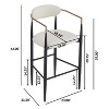 Beige Faux PU Leather Bar Stools Set of 2, Bar Height Upholstered Bar Stools - 3 of 4