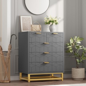 Dresser for Bedroom, 5 Drawer Dresser with Metal Legs, Modern Chest Organizer with Wide Storage - 1 of 4