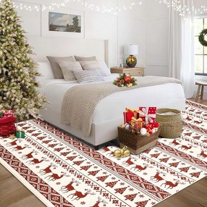 GustoWave Snowflake Christmas Holiday Decorative Area Rug for Bedroom Living Room, White - 1 of 4