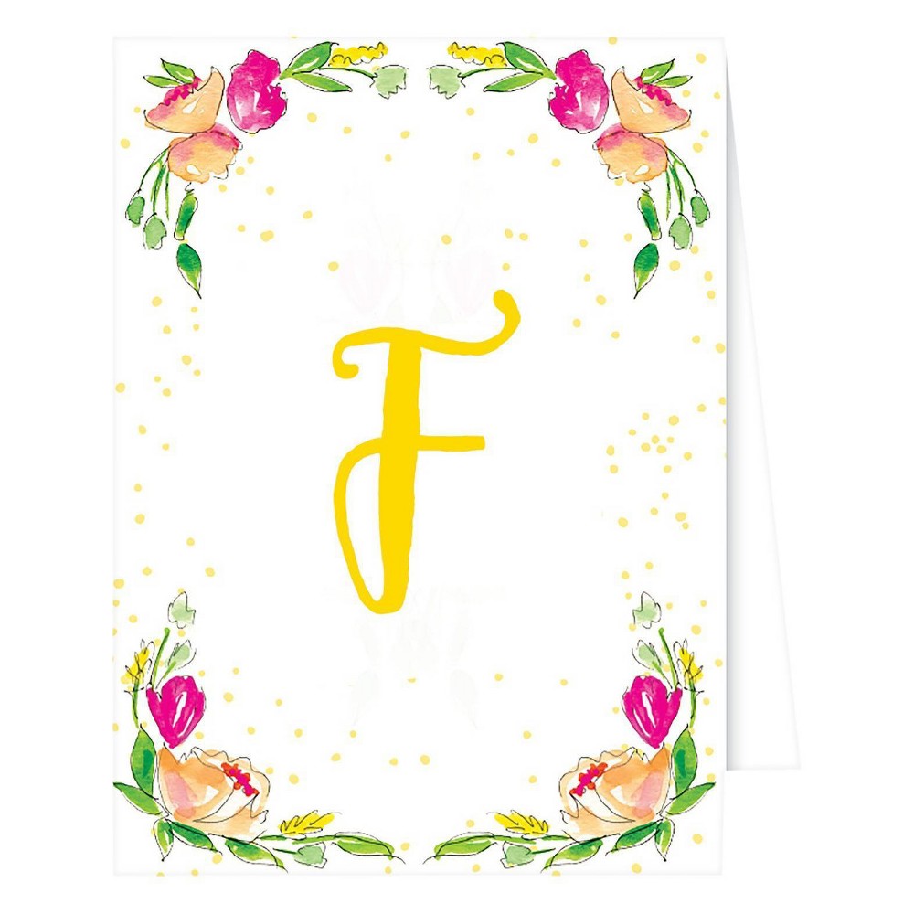Photos - Envelope / Postcard 10ct "F" Monogram Floral Crest Note Cards Collections White