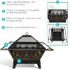 Sunnydaze Outdoor Camping or Backyard Steel Northern Galaxy Fire Pit with Cooking Grill Grate, Spark Screen, and Log Poker - 32" - image 4 of 4
