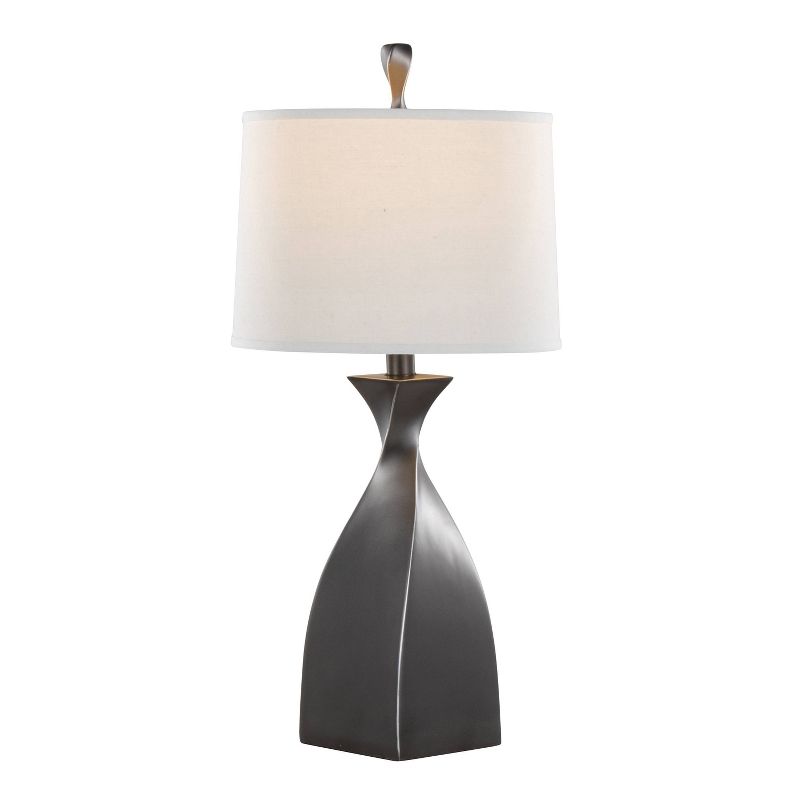 LumiSource (Set of 2) Curvo 30&#34; Contemporary Polyresin Table Lamps Rubbed Gray Slate Polyresin with White Linen Shade from Grandview Gallery, 3 of 8
