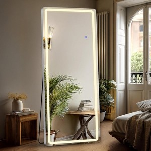 LED Full Length Mirror, 20"×63" Floor Standing Mirror with 3 Color Lights Wall Mounted - 1 of 4