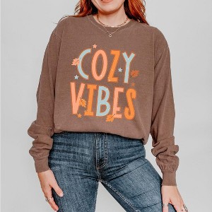 Simply Sage Market Women's Cozy Vibes Distressed Long Sleeve Garment Dyed Tee - 1 of 4