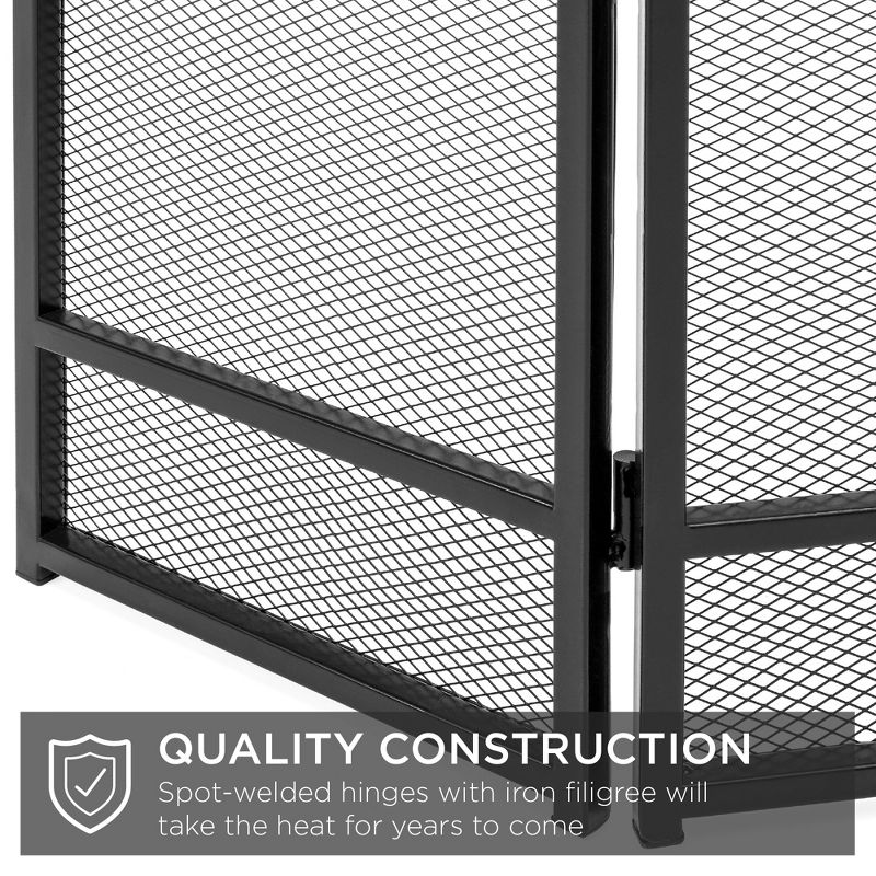 Best Choice Products 54.25x30.25in 3-Panel Steel Mesh Fireplace Screen, Spark Guard w/ Rustic Worn Finish, 5 of 10