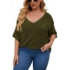DOMETOUR Women's Casual Short Sleeve Loose Tunic Top Lightweight Knit Spring Pullover Sweater Shir - 4 of 4