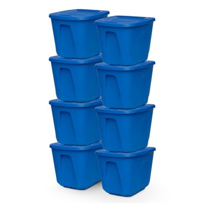 HOMZ Stackable and Nestable Heavy Duty Plastic Storage Container with 4 Way Handles