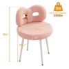 Vanity Chair with Back, Makeup Chair, Swivel Design,No Wheels,Small Upholstered Vanity Chair for Girls with Cute Bow Backrestst for Bedroom - 2 of 4