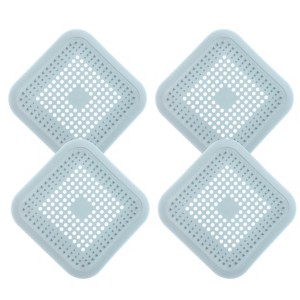 Unique Bargains Shower Drain Hair Catcher Square Drain Cover with Anti-slip Point Silicone Hair Stopper - 1 of 4