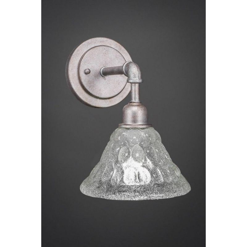 Toltec Lighting Vintage 1 - Light Sconce in  Aged Silver with 7" Italian Bubble Shade, 1 of 2