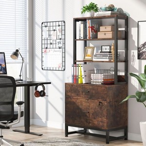 Hommoo Vertical File Cabinet, 2 Drawers Filing Cabinet with Open Shelves - 1 of 4