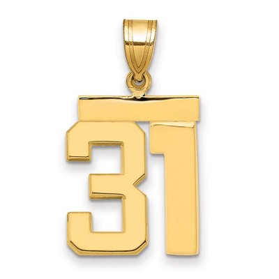 Black Bow Jewelry 14k Yellow Gold, Athletic Collection Medium Polished Number 31 Pendant