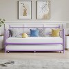 Twin Daybed with Pull-Out Trundle, Metal Frame with Headboard & Steel Slat Support, 2-in-1 Space-Saving Twin Trundle Bed Frame for Bedroom - 3 of 4