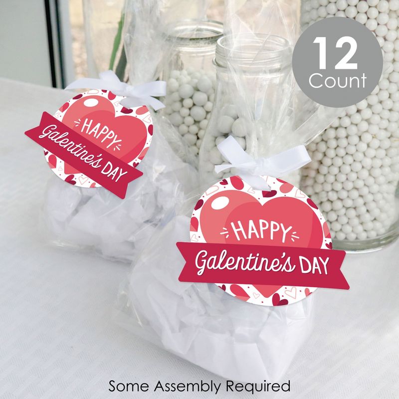 Big Dot of Happiness Happy Galentine's Day - Valentine's Day Party Clear Goodie Favor Bags - Treat Bags With Tags - Set of 12, 3 of 9