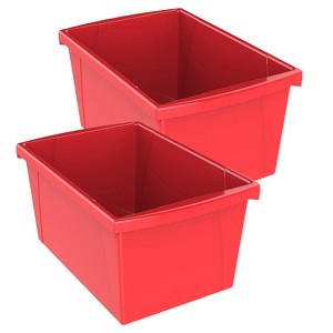Storex Medium Classroom Storage Bin, Red, Pack of 2 - 1 of 1
