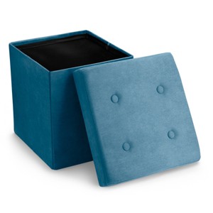 Seat & Declutter! Plush cushion, hidden storage, lightweight & portable. Folds flat - 1 of 4