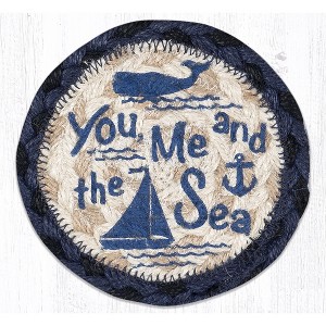 Earth Rugs 5" You, Me and the Sea Coaster – Nautical Farmhouse Printed Table Accessory - 1 of 3