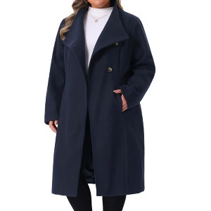 Agnes Orinda Women's Plus Size Winter Stand Collar Long Sleeve Back Split Long Overcoat - 1 of 4