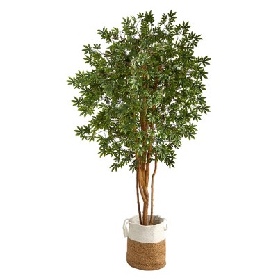Nearly Natural 6-ft Japanese Maple Artificial Tree in Handmade Natural Jute and Cotton Planter