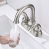 Cobbe Brushed Nickel Bathroom Faucet 2-Handle with 360 Degree Rotating Spout, 4-inch Centerset Vanity Sink with Pop-Up Drain and Supply Hoses - 4 of 4