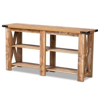 Angelo Rustic Wood Console Table Oak Brown - Baxton Studio