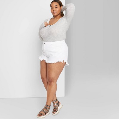 plus size white jean shorts