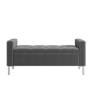 HL Home Furnishings,Square Arm Tufted Storage Ottoman - 1 of 4