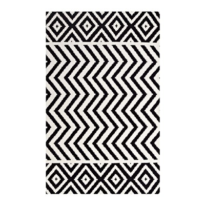 Modway Ailani Geometric 8x10 Area Rug With Diamond And Chevron Design in Black and White